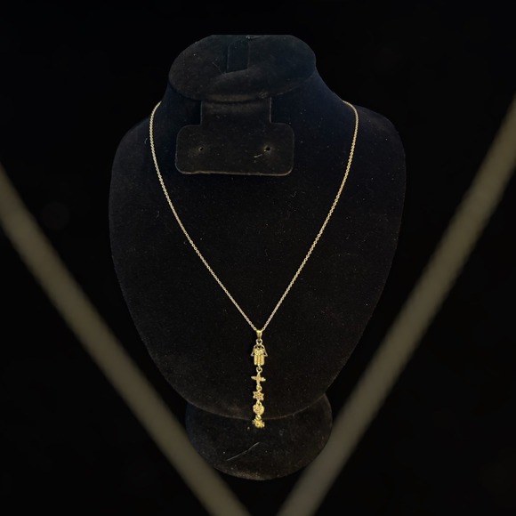 Eden by Adina Eden Jewelry - NWOT Gold Tone Faith Charm Necklace Hamsa Cross Star Heart Pave CZ 18"